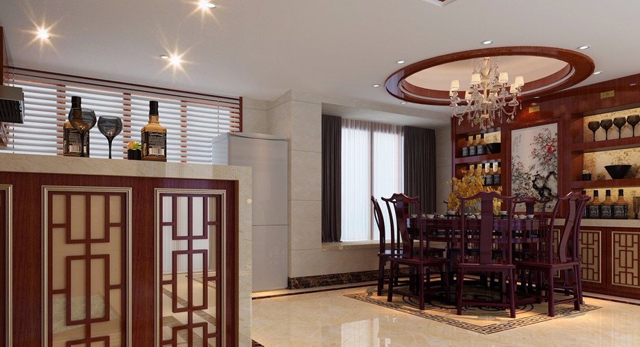 石家莊裝修案例天?！げ┭攀⑹?中式風(fēng)格 117平